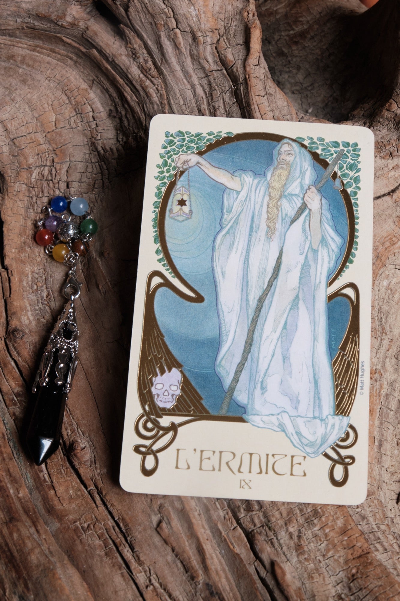 Pendule divinatoire pierre naturelle avec chaîne vue 2