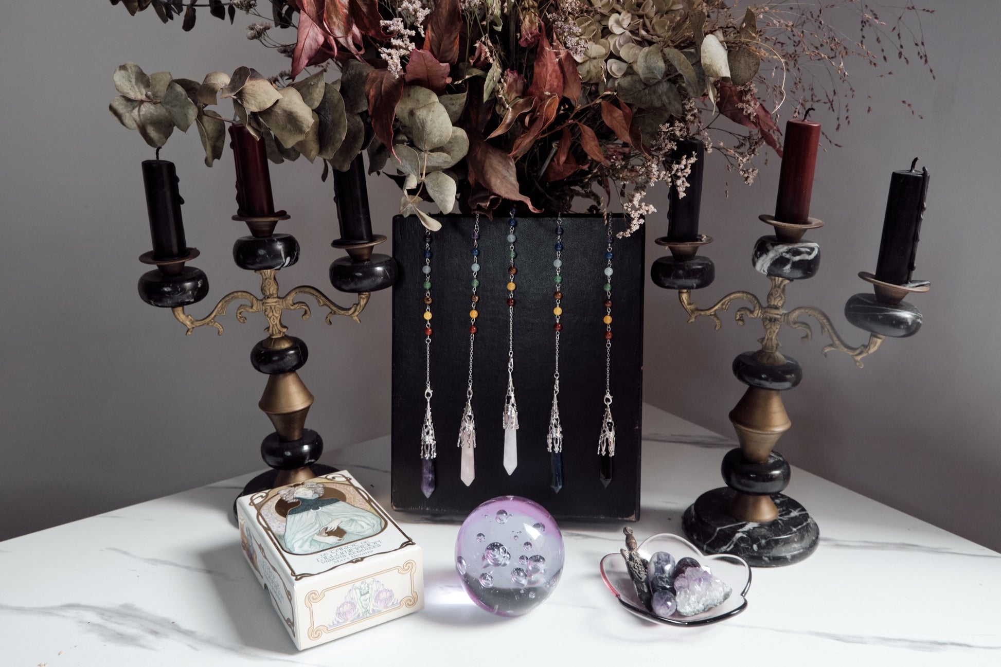 Pendule divinatoire pierre naturelle avec chaîne